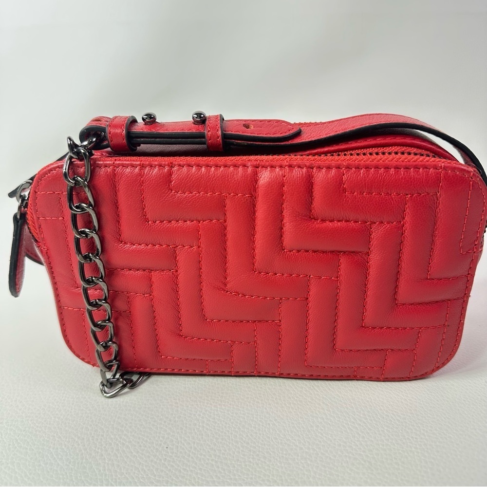 NEW Women’s LODIS 1965 Red Signature Quilt Double Top Zip Crossbody Bag - Picture 5 of 14